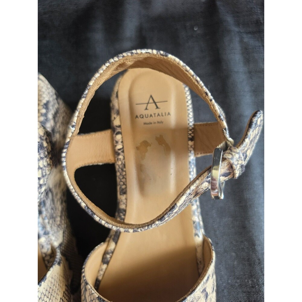Aquatalia Size 8 Snake Print Leather Platform Sandals Neutral Diani NWOB - Picture 11 of 11